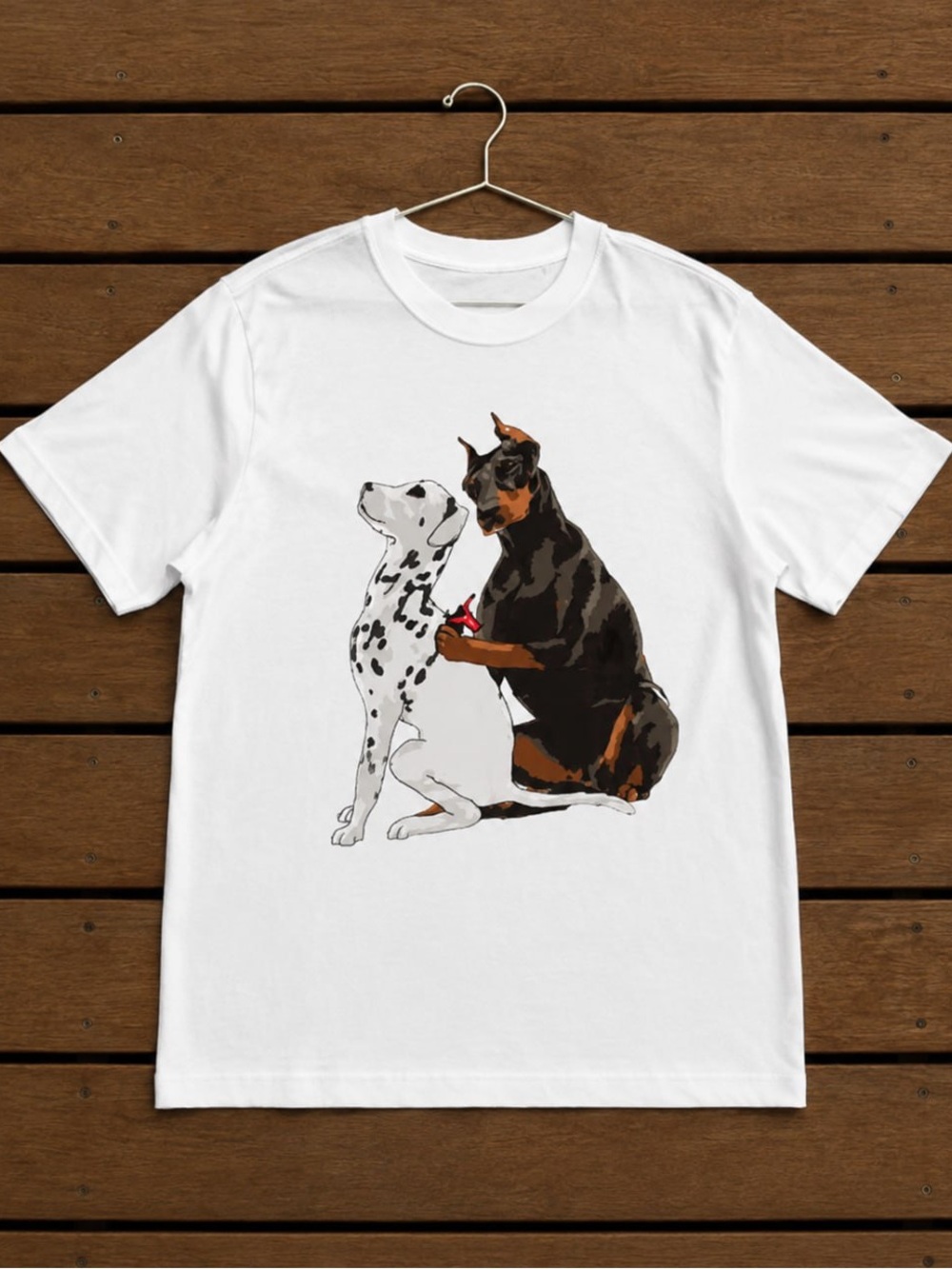 Dalmatian and Doberman Gildan White Tee Graphic